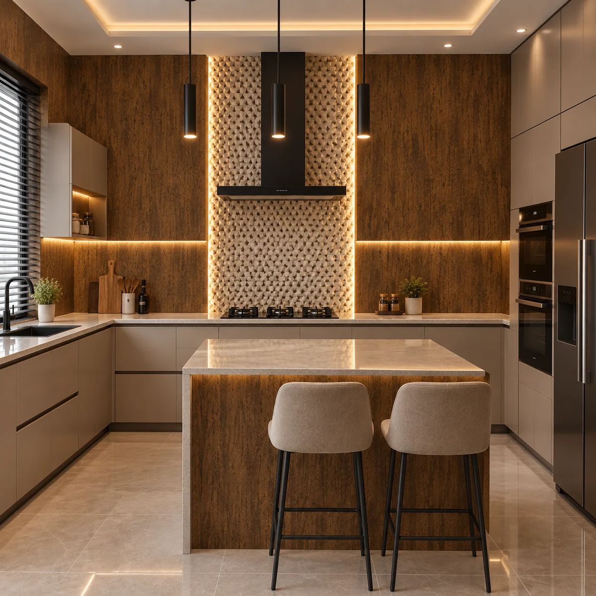 Walnut Wood Effect PVC Wall Panels: room inspiration view 2