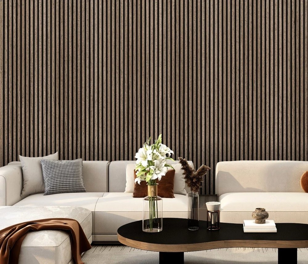 Dark Oak Slatted PVC Shower Wall Panels – 30 × 240 cm (Pack of 8), photo 1