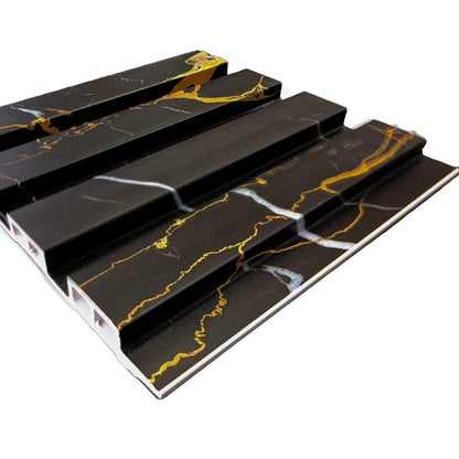 Waterproof black and gold marble effect WPC wall panel detail