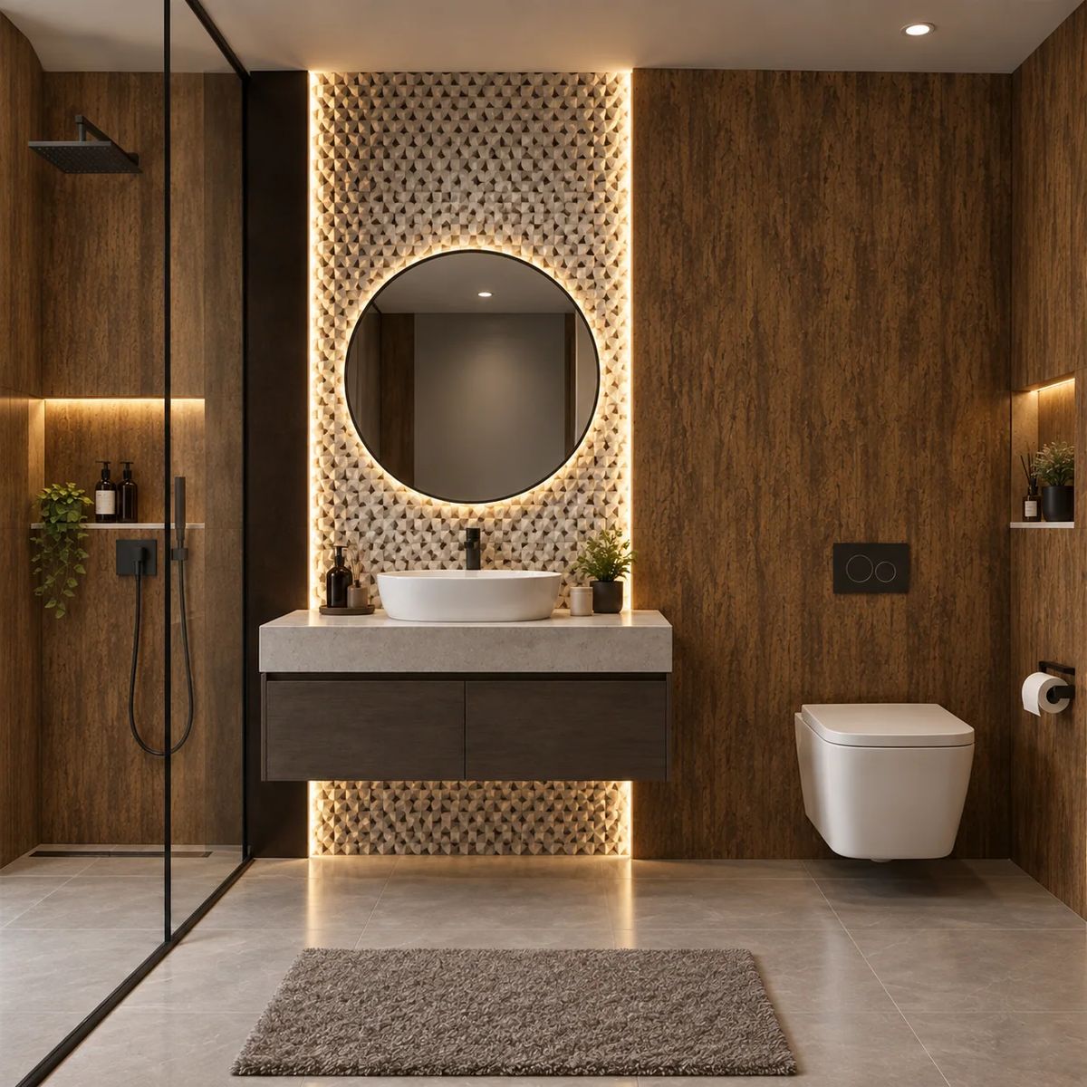 Walnut Wood Effect PVC Wall Panels: featured interior view