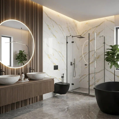 Gold & White Marble Effect PVC Wall Panels: featured interior view