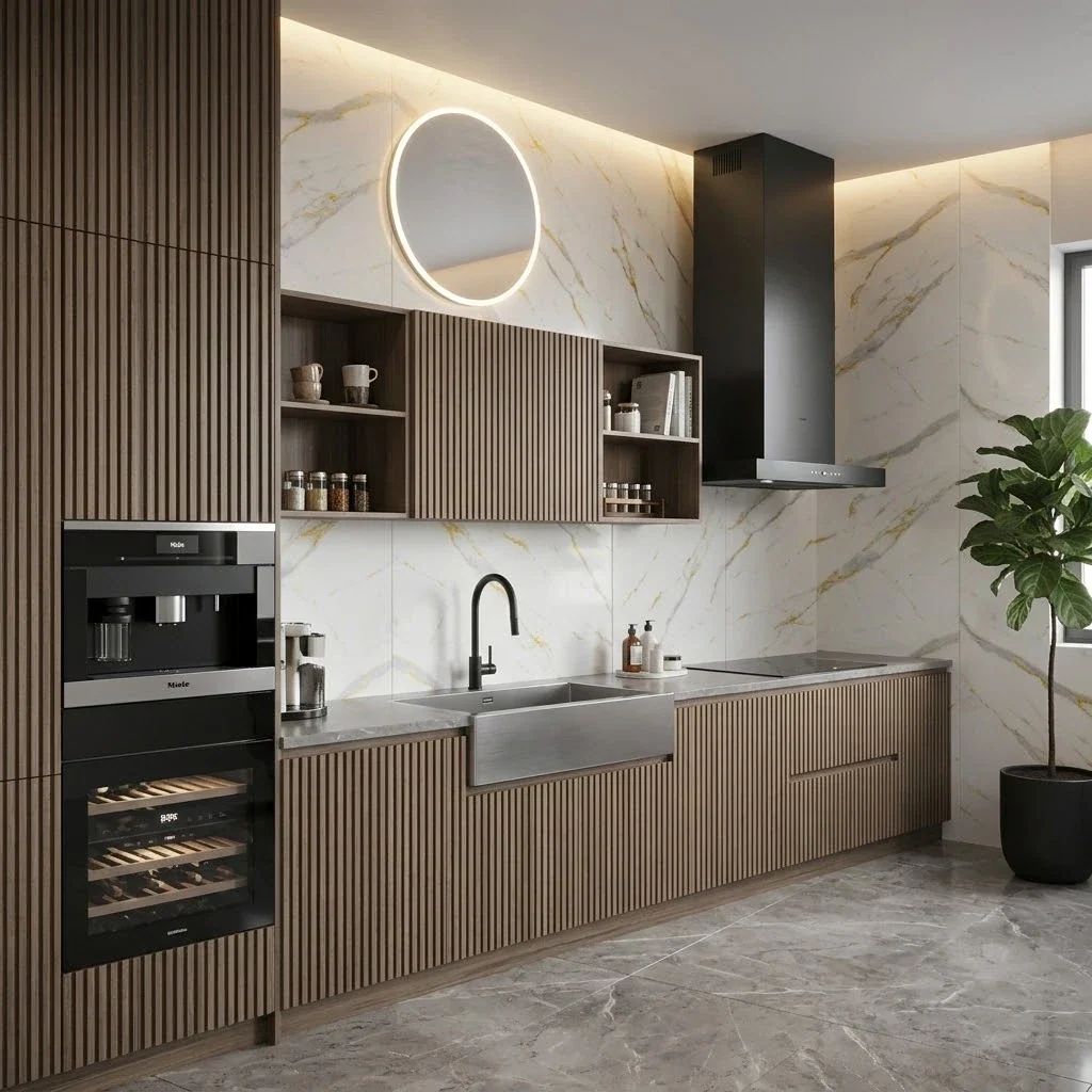 Gold & White Marble Effect PVC Wall Panels: room inspiration view 1