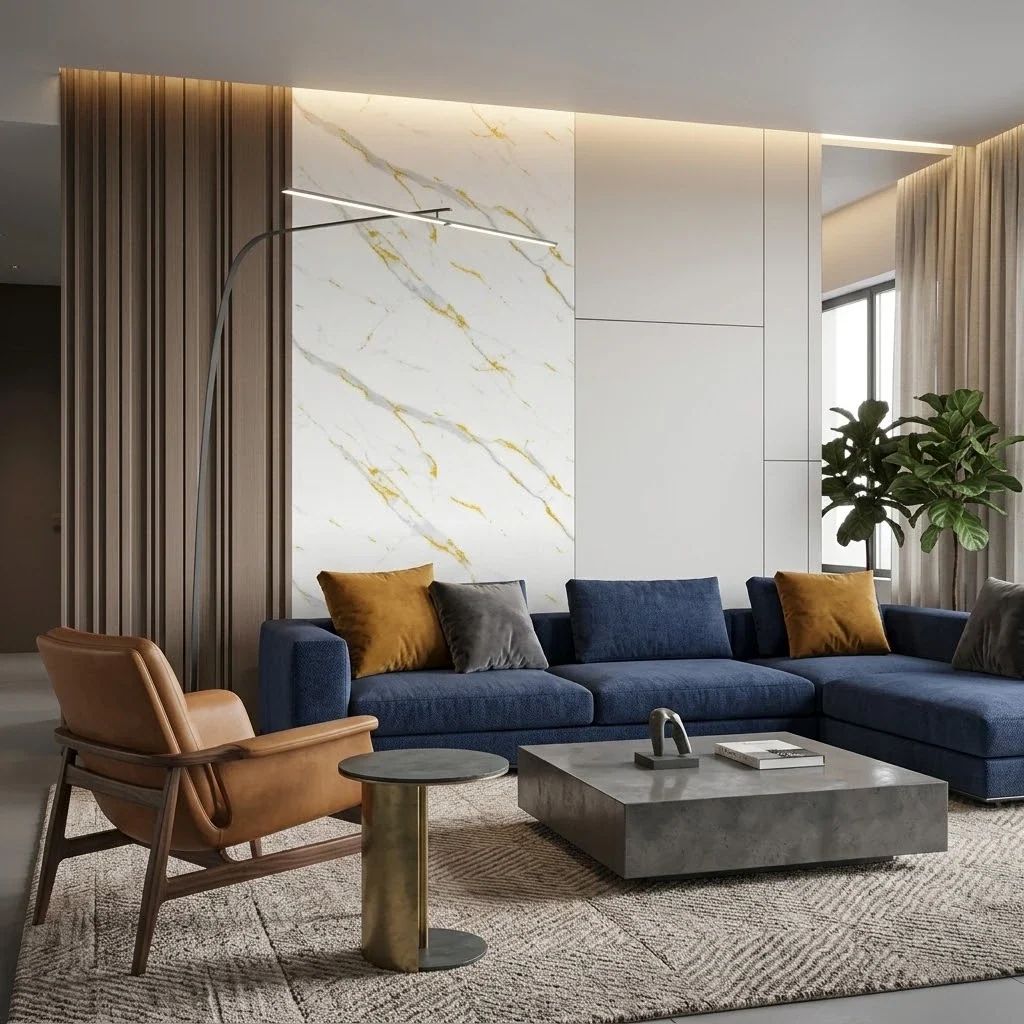 Gold & White Marble Effect PVC Wall Panels: material close-up