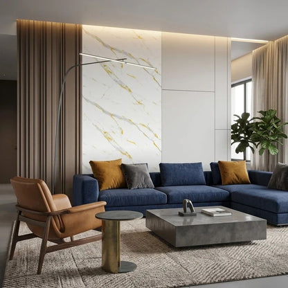 Gold & White Marble Effect PVC Wall Panels: material close-up