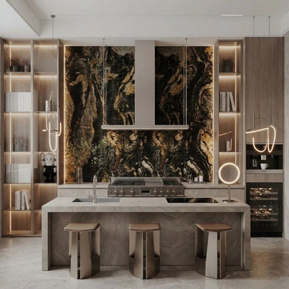 Black & Gold Marble Effect PVC Wall Panels: featured interior view