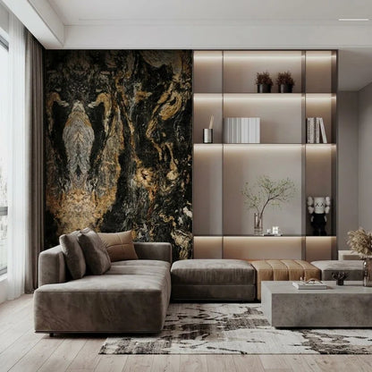 Black & Gold Marble Effect PVC Wall Panels: room inspiration view 1
