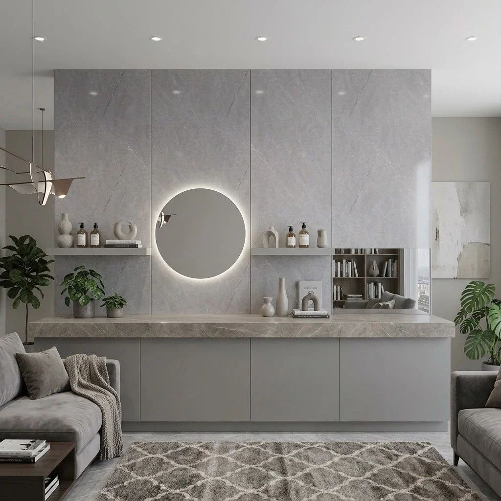 Grey Marble Effect PVC Wall Panels: featured interior view