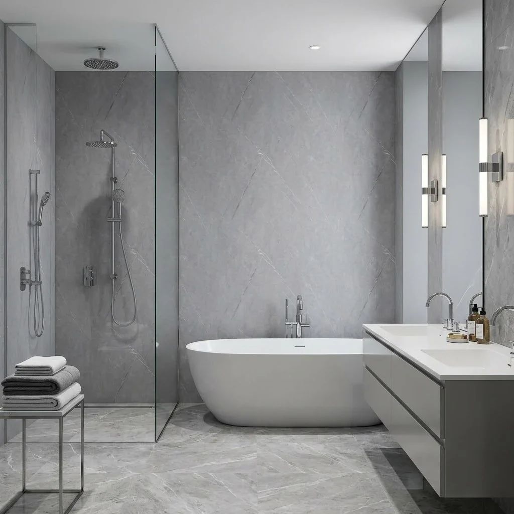 Grey Marble Effect PVC Wall Panels: room inspiration view 1