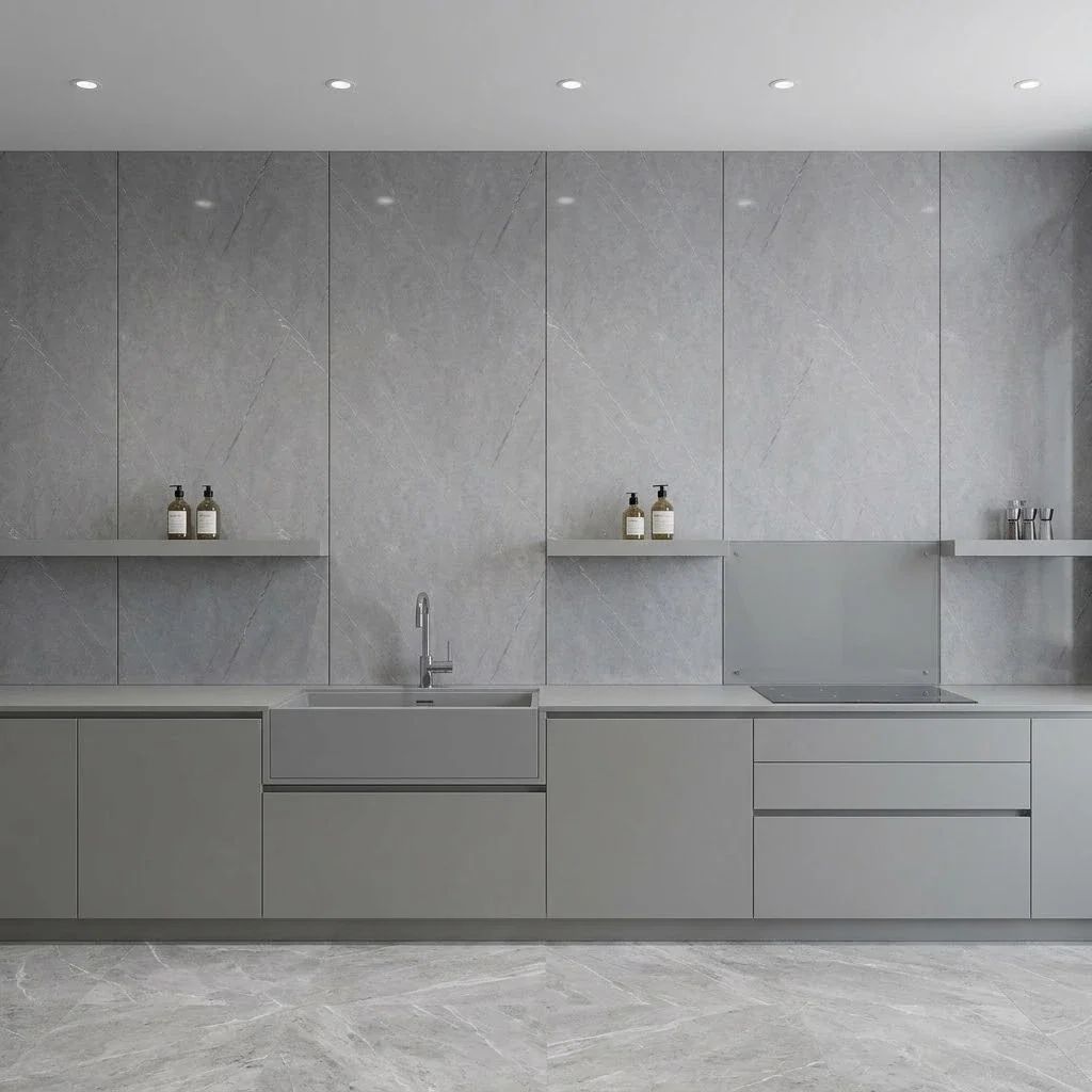 Grey Marble Effect PVC Wall Panels: material close-up