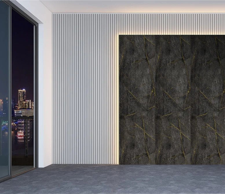 Black & Gold Marble Effect PVC Shower Wall Panels – 60 × 240 cm (Pack of 4) photo 1