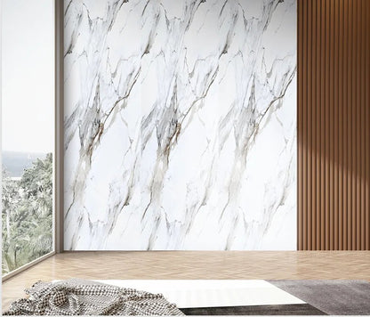 White & Gold Marble Effect PVC Shower Wall Panels – 60 × 240 cm (Pack of 4) photo 1