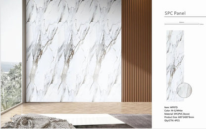 White & Gold Marble Effect PVC Shower Wall Panels – 60 × 240 cm (Pack of 4) photo 3