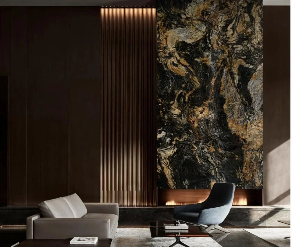 Black & Gold Marble Effect Wide PVC Shower Wall Panels – 90 × 240 cm (Pack of 2) photo 2