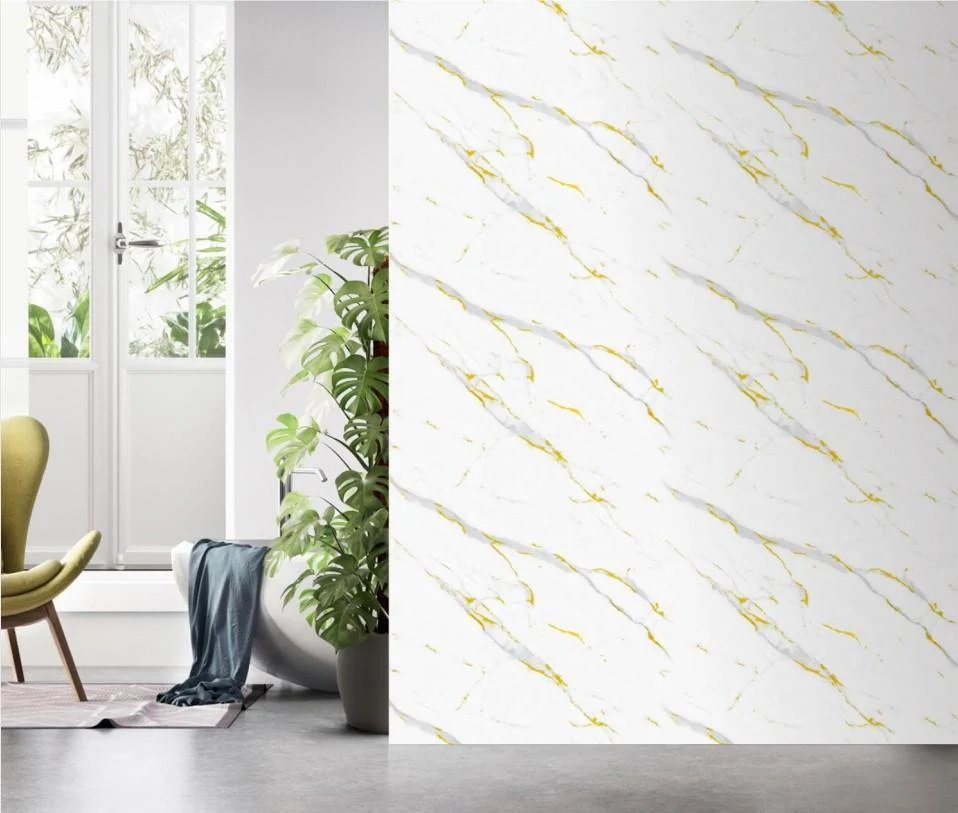 White & Gold Marble Effect Wide PVC Shower Wall Panels – 90 × 240 cm (Pack of 2) photo 2