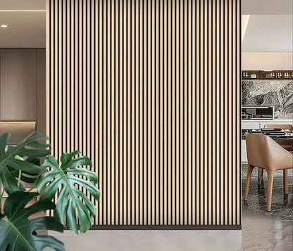Natural Oak Slatted PVC Shower Wall Panels – 30 × 240 cm (Pack of 8), image 1