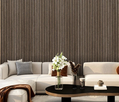 Dark Oak Slatted PVC Shower Wall Panels – 30 × 240 cm (Pack of 8), photo 1