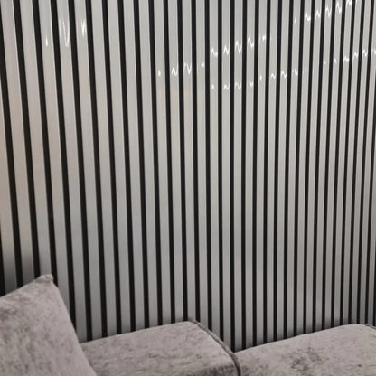 Gloss Grey & Black Fluted WPC Wall Panel – image 3